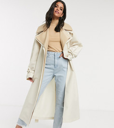 Двухслойный oversized-тренч светло-бежевого цвета ASOS DESIGN Tall-Бежевый