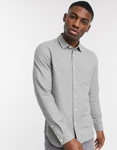 Светло-серая фланелевая рубашка классического кроя ASOS DESIGN-Серый