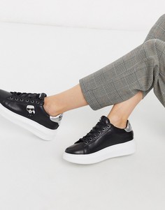 Черные кожаные кроссовки на белой платформе Karl Lagerfeld-Черный