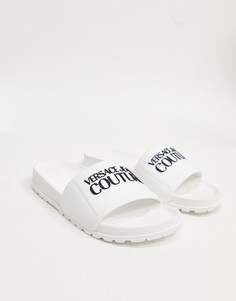 Белые шлепанцы с логотипом Versace Jeans Couture-Белый
