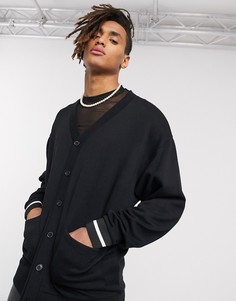 Черный трикотажный oversized-кардиган в рубчик ASOS DESIGN