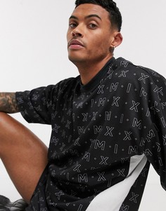 Футболка от комплекта в стиле oversized с контрастными вставками и принтом ASOS DESIGN-Черный