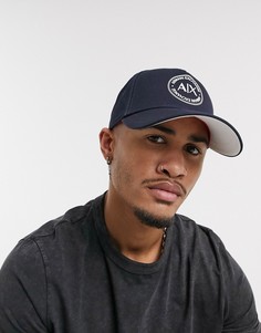 Темно-синяя бейсболка с логотипом Armani Exchange AX-Темно-синий