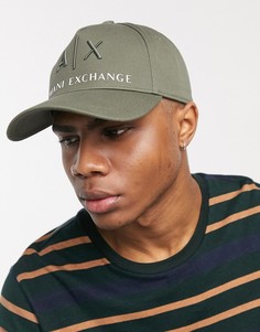 Бейсболка цвета хаки с логотипом Armani Exchange AX-Зеленый