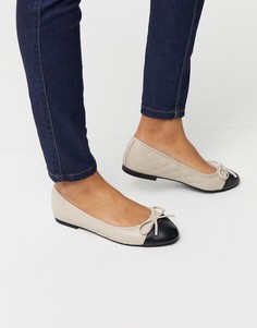 Бежевые балетки с бантиком ASOS DESIGN-Бежевый