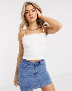 Белый кроп-топ в рубчик Missguided