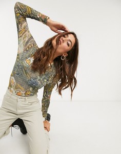 Боди с принтом татуировок Topshop-Мульти