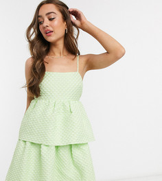 Фактурное платье мятного цвета с баской Collective The Label Petite-Зеленый
