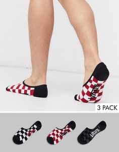 Набор из 3 пар невидимых носков в клетку (красные/ белые/ черные) Vans Classic-Красный