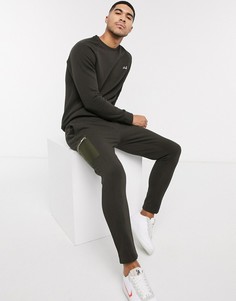 Джоггеры цвета хаки в стиле милитари Burton Menswear MB Collection-Зеленый