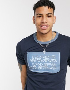 Футболка с логотипом Jack & Jones-Темно-синий