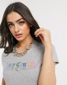 Серая футболка с готической отделкой Juicy Couture-Серебряный