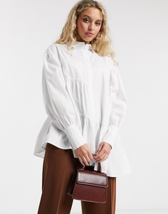 Ярусная белая рубашка из поплина Topshop-Белый
