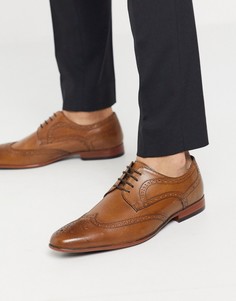 Светло-коричневые кожаные броги Burton Menswear-Светло-коричневый