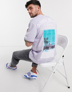 Футболка лавандового цвета с принтом на спине Topman-Фиолетовый