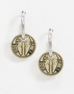 Серьги-кольца с подвесками-монетами Icon Brand-Мульти