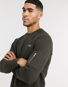 Джемпер цвета хаки в стиле милитари Burton Menswear MB Collection-Зеленый