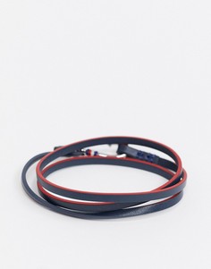 Темно-синий кожаный браслет с застежкой в виде морского крюка Tommy Hilfiger