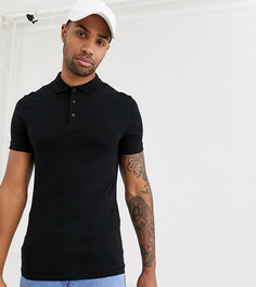 Черное обтягивающее трикотажное поло ASOS DESIGN Tall-Черный