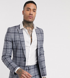 Бело-синий приталенный пиджак в клетку ASOS DESIGN Tall-Темно-синий