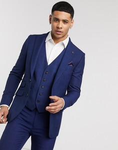 Темно-синий пиджак узкого кроя в клетку Burton Menswear