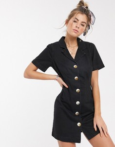 Черное джинсовое платье-рубашка ASOS DESIGN-Черный
