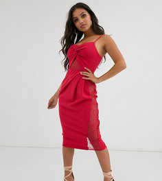 Платье миди с кружевной вставкой и декоративным узлом ASOS DESIGN Petite-Мульти