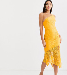 Кружевное платье миди на одно плечо ASOS DESIGN Tall-Желтый