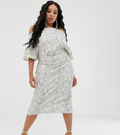 Кружевное платье миди ASOS DESIGN Curve-Мульти