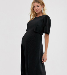 Платье миди для кормления с плиссированным кроп-топом ASOS DESIGN Maternity-Черный