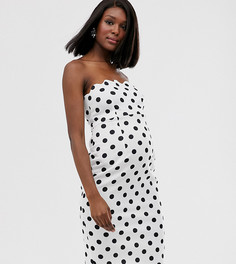 Платье-бандо миди в горошек ASOS DESIGN Maternity-Мульти