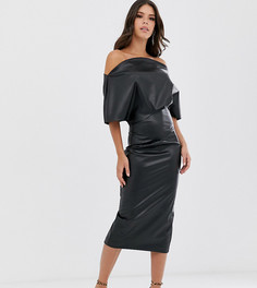 Платье-футляр миди с отделкой ASOS DESIGN Tall-Черный