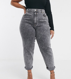 Черные мраморные узкие джинсы в винтажном стиле с завышенной талией ASOS DESIGN Curve Farleigh-Черный
