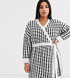 Платье-кардиган в клетку с запахом ASOS DESIGN Curve-Мульти