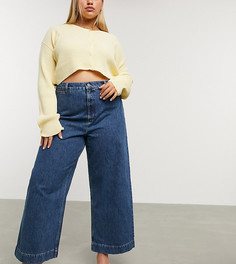 Синие широкие джинсы с завышенной талией ASOS DESIGN Curve-Синий