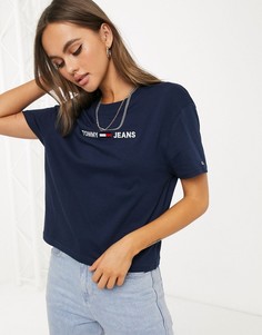 Темно-синяя футболка с логотипом Tommy Jeans-Темно-синий