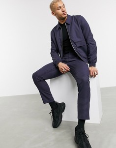 Темно-синяя куртка Харрингтон от комплекта в клетку ASOS DESIGN-Темно-синий