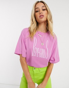 Розовая футболка в стиле oversized с логотипом Dua Lipa x Pepe Jeans-Розовый