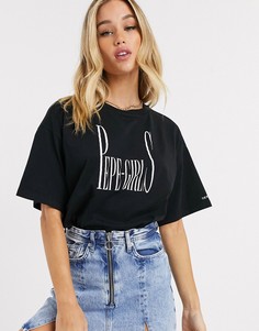 Черная футболка в стиле oversized с логотипом Dua Lipa x Pepe Jeans-Черный
