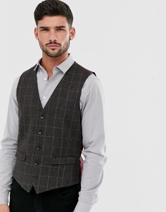 Коричневый клетчатый жилет узкого кроя Burton Menswear