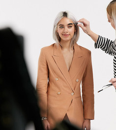 Льняной пиджак ASOS DESIGN Petite-Бежевый