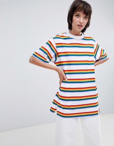 Oversize-футболка в радужную полоску Monki-Мульти
