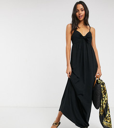 Черный сарафан макси на бретельках с отделкой в виде банта ASOS DESIGN Tall