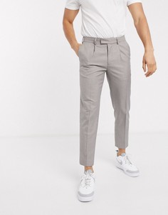 Коричневые строгие облегающие брюки в клетку коричневого цвета River Island-Коричневый