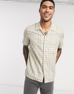 Бежевая рубашка в клетку с короткими рукавами PS Paul Smith-Бежевый