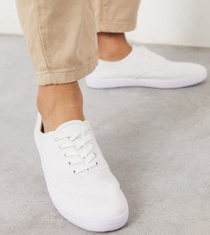 Белые парусиновые оксфордские кеды для широкой стопы ASOS DESIGN-Белый