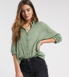 Фактурная рубашка бойфренда с длинными рукавами ASOS DESIGN Tall-Зеленый