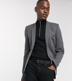 Супероблегающий трикотажный пиджак темно-серого цвета ASOS DESIGN Tall-Серый
