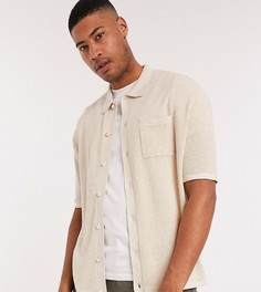 Бежевое поло oversized на пуговицах ASOS DESIGN Tall-Бежевый