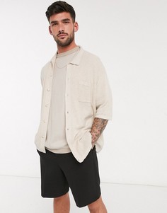 Бежевое oversized-поло на пуговицах ASOS DESIGN-Бежевый